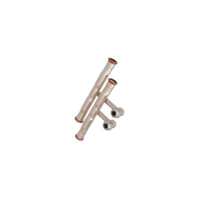 GEBERIT MAPRESS COPPER RADIATOR CONNECTOR T-PIECE SET FOR INLET AND RETURN FLOW WITH UNION CONNECTOR FOR EURO CONE