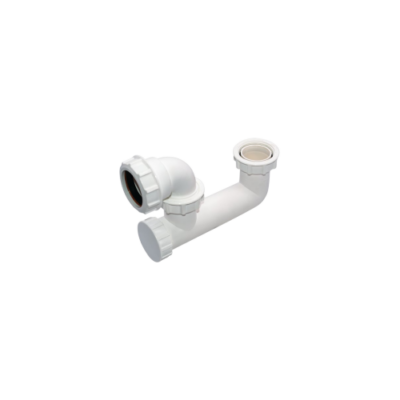 FLOPLAST WHITE LOW LEVEL BATH TRAP WITH OVERFLOW ACCESS 50mm SEAL x 40mm