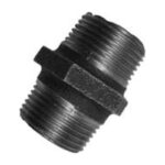 Black Malleable Iron Hexagon Nipple M x M 1/8 inch to 2 inch - 1/8”