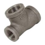 Black Malleable Iron Reducing Tee F x F x F 1/2 inch to 3 inch - 3/8