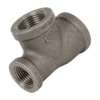 Black Malleable Iron Reducing Tee F x F x F, Plumb Parts Glasgow