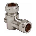 Chrome Isolating Valve 15mm to 22mm - 15mm Angled Light Pattern
