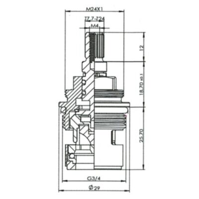 CL9 Ceramic Disc Tap Cartridge 3/4 Inch Dimension Drawing