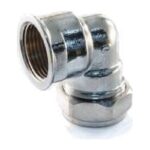 Compression Chrome Plated Female Elbow 15mm to 35mm - 15 x 1/2
