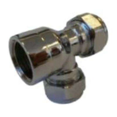 Compression Chrome Plated Female Tee, Plumb Parts Glasgow