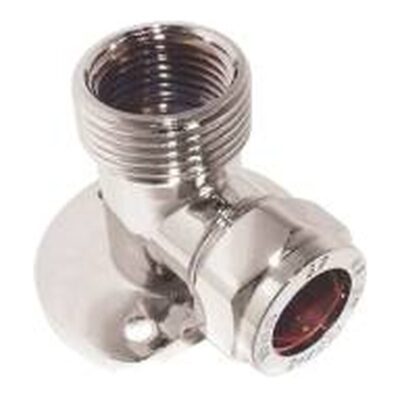 Compression Chrome Plated Male Wall Plate Elbow 15mm x 3/4", Plumb Parts Glasgow