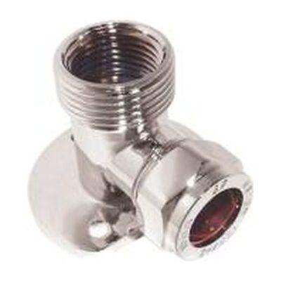Compression Chrome Plated Male Wall Plate Elbow 15mm x 3/4", Plumb Parts Glasgow