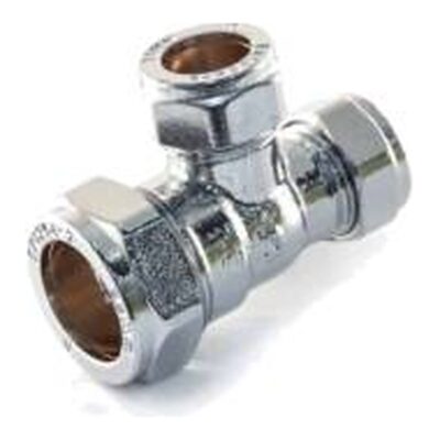 Compression Chrome Plated Reducing Tee, Plumb Parts Glasgow