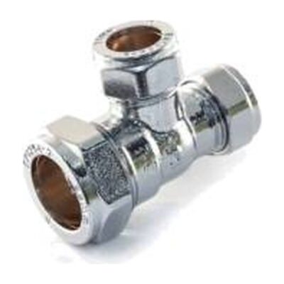 Compression Chrome Plated Reducing Tee, Plumb Parts Glasgow