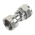 Compression Chrome Plated Straight Tap Connector 15mm to 22mm - 15mm x 1/2