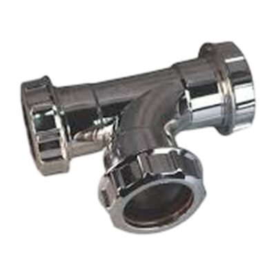 FloPlast Universal Compression Chrome Style Tee CW22, Plumb Parts Glasgow