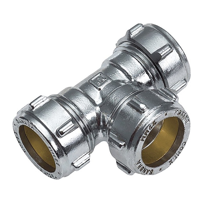 Chrome plated compression equal tee