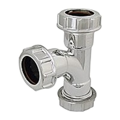 FloPlast Universal Compression Chrome Style Tee CW23, Plumb Parts Glasgow