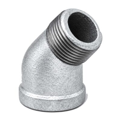 Galvanised Malleable Iron 45 Degree Elbow M x F, unbranded, BSP threaded