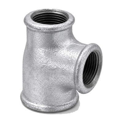 Galvanised Malleable Iron Reducing Tee, unbranded, BSP threaded