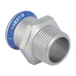 Geberit Mapress Stainless Steel Adaptor Male Thread 15mm to 89mm - 15mm x 3/8