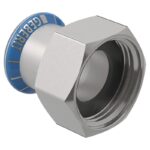 Geberit Mapress Stainless Steel Adaptor with Stainless Steel Union Nut 15mm to 28mm - 15mm x 3/4