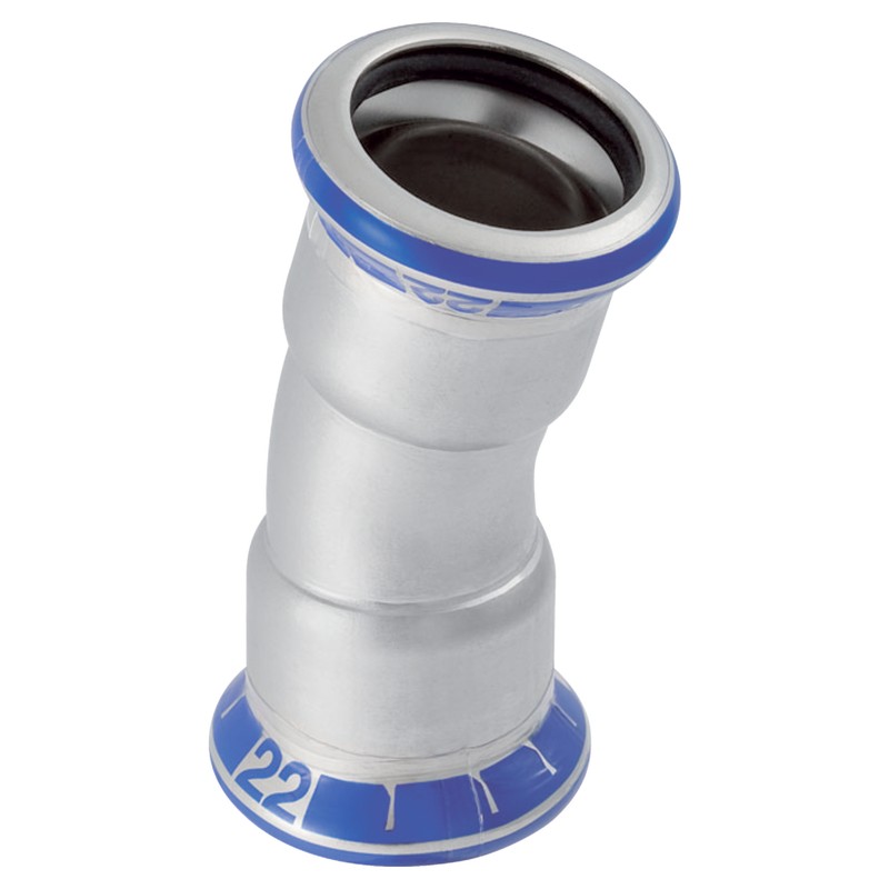 Geberit Mapress Stainless Steel 15 Degree Elbow 15mm to 54mm Geberit Mapress 316 stainless steel 15 degree elbow press fit 15mm to 54mm