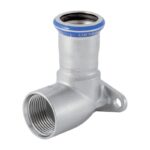 Geberit Mapress Stainless Steel Elbow Tap Connector Female Thread 15mm to 22mm - 15mm x 1/.2