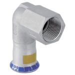 Geberit Mapress Stainless Steel Gas Elbow Adaptor 90 Deg Female Thread 15mm to 35mm - 15mm x 1/2