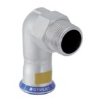 Geberit Mapress Stainless Steel Gas Elbow Adaptor 90 Deg Male Thread 15mm to 35mm - 15mm x 1/2