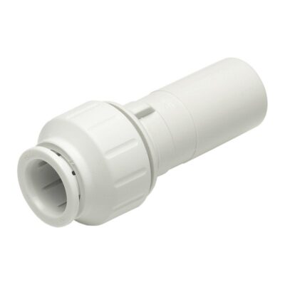 JG Speedfit white plastic push-fit stem reducer (fitting reducer)