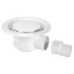 McAlpine 50mm Water Seal Gully with Horizontal Outlet for Sheet Flooring - White Plastic without securing screws (TSG50WH-NSC)