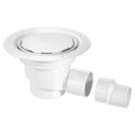 McAlpine 75mm Water Seal Gully with Horizontal Outlet for Sheet Flooring - White Plastic without securing screws (TSG1WH-NSC)
