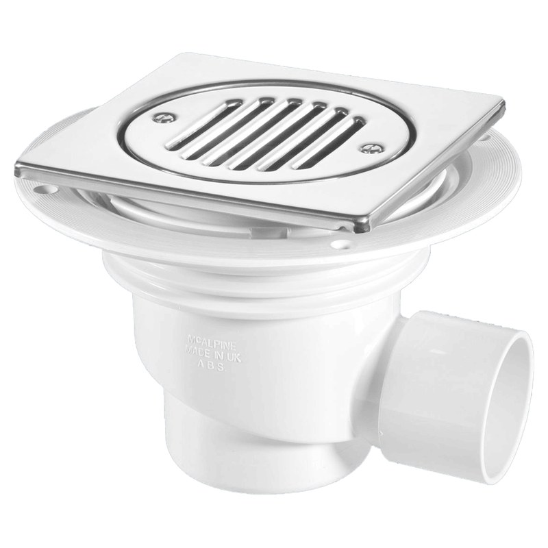 McAlpine 75mm Water Seal Gully with Horizontal Outlet for Tiled or Stone Floors 150mm Square Polished Stainless Steel (TSG1T6SS) McAlpine 75mm Water Seal Gully with Horizontal Outlet for Tiled or Stone Floors 150mm Square Polished Stainless Steel (TSG1T6SS)