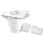 McAlpine 75mm Water Seal Gully with Horizontal Outlet for Tiled or Stone Floors - 150mm Square White ABS (TSG1T6WH)