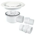 McAlpine Two-Piece 50mm Water Seal Gully for Sheet Flooring - White Plastic without securing screws (TSG52WH-NSC)