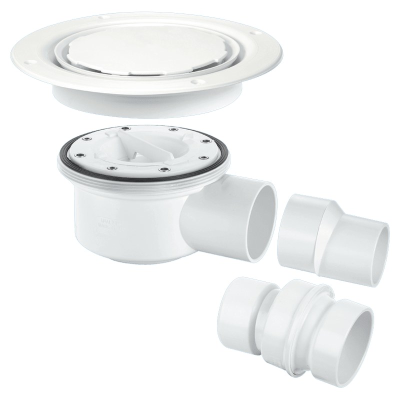 McAlpine Two-Piece 50mm Water Seal Gully for Sheet Flooring White Plastic without securing screws (TSG52WH-NSC) McAlpine Two-Piece 50mm Water Seal Gully for Sheet Flooring White Plastic without securing screws (TSG52WH-NSC)