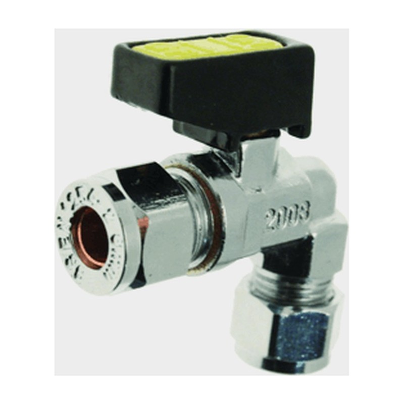 Mini Lever Ball Valve Elbow Compression x Compression 8mm to 10mm Mini Lever Ball Valve Elbow Compression x Compression 8mm to 10mm