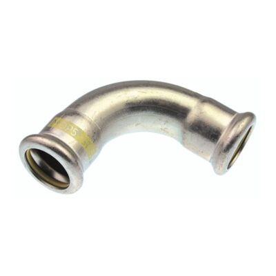 Pegler XPress SSG12 316 stainless steel gas 90 degree elbow press fit with yellow O-ring 15mm to 108mm