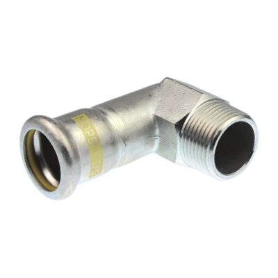 Pegler XPress SSG13 316 stainless steel gas male elbow press fit with yellow O-ring 22mm