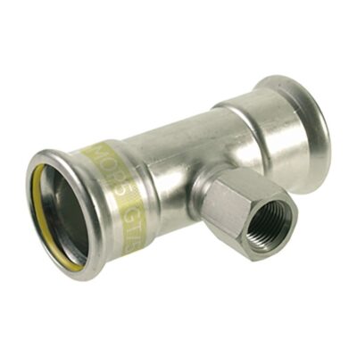 Pegler XPress SSG30 316 stainless steel gas female branch tee press fit with yellow O-ring 15mm to 108mm