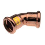 XPress Yorkshire Press-Fit Gas Copper Obtuse Elbow 45 Deg 15mm to 76.1mm - 15mm