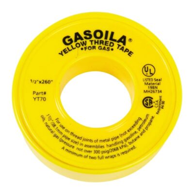 Yellow gas PTFE thread seal tape 12mm reel